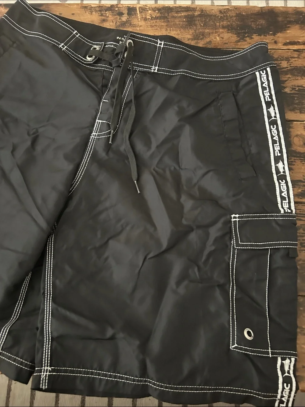 Pelagic Black Men’s Board Shorts with Cargo Pocket 36